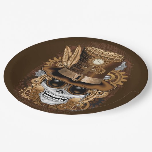 Skull Steampunk Voodoo Retro Machine Papieren Bordje (Gekanteld)