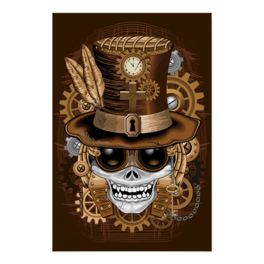Skull Steampunk Voodoo Retro Machine Perfect Poster (Voorkant)