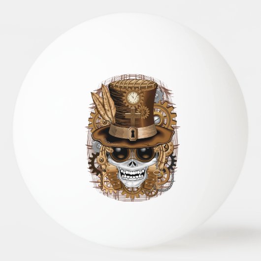 Skull Steampunk Voodoo Retro Machine Pingpongballen (Voorkant)