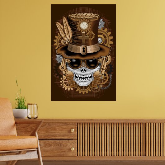 Skull Steampunk Voodoo Retro Machine Poster (Woonkamer 2)
