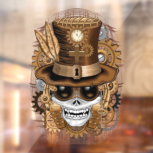 Skull Steampunk Voodoo Retro Machine Raamsticker (Vel 2)