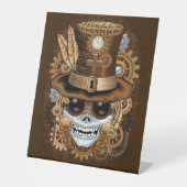 Skull Steampunk Voodoo Retro Machine Reclamebord Met Voetstuk (Voorkant)