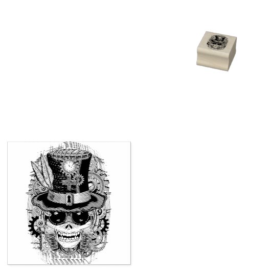 Skull Steampunk Voodoo Retro Machine Rubberstempel (Gestempeld)