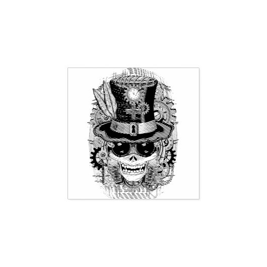 Skull Steampunk Voodoo Retro Machine Rubberstempel (Afrduk)