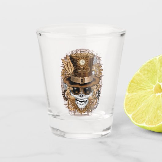Skull Steampunk Voodoo Retro Machine Shot Glas (Voorkant)