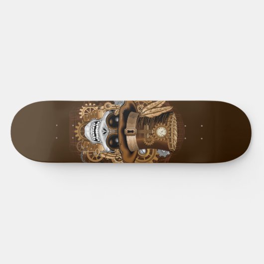 Skull Steampunk Voodoo Retro Machine Skateboard (Horizontaal)
