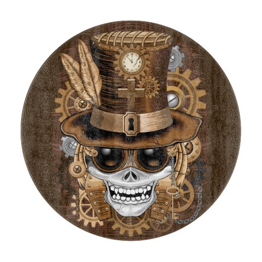 Skull Steampunk Voodoo Retro Machine Snijplank (Voorkant)