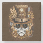 Skull Steampunk Voodoo Retro Machine Stenen Onderzetter (Voorkant)