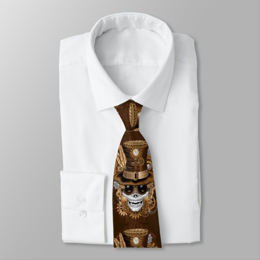 Skull Steampunk Voodoo Retro Machine Stropdas (Gebonden)