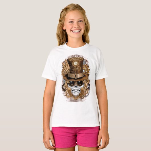 Skull Steampunk Voodoo Retro Machine T-shirt (Voorkant volledig)