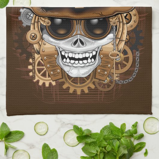 Skull Steampunk Voodoo Retro Machine Theedoek (Gevouwen)