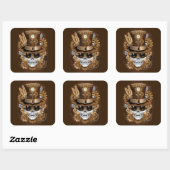 Skull Steampunk Voodoo Retro Machine Vierkante Sticker (Vel)