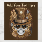 Skull Steampunk Voodoo Retro Machine Wijn Etiket (Enkel label)