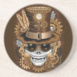Skull Steampunk Voodoo Retro Machine Zandsteen Onderzetter