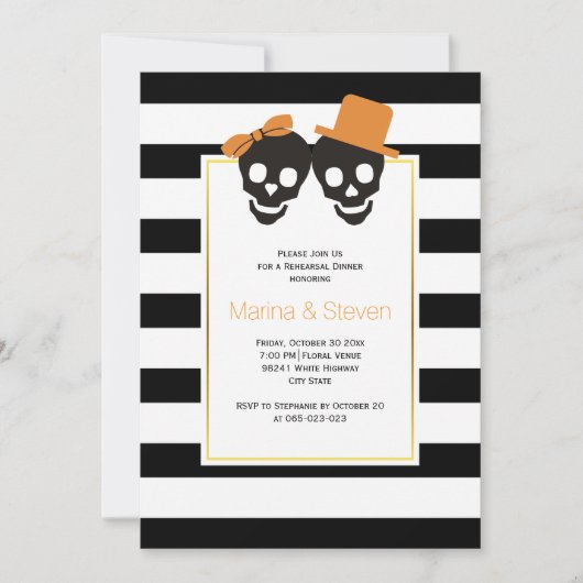 Skull-stel Halloween bruiloft repetitief diner Kaart (Voorkant)