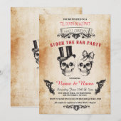 Skull Stock The Bar Party Halloween Gothic Invite Kaart (Voorkant / Achterkant)