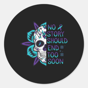 Skull Suicide Awareness Geestelijke gezondheid Ronde Sticker