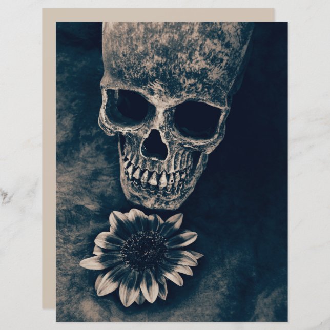 Skull Sunflower  Cyanotype Gothic (Voorkant / Achterkant)