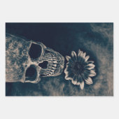 Skull Sunflower Cyanotype Gothic Inpakpapier Vel (Voorkant 2)