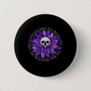 Skull Sunflower Warrior Paarse lint Heimerheimer Ronde Button 5,7 Cm