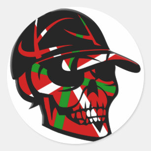 Skull surfeur Basque Ronde Sticker