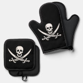Skull & Swords Pirate vlag van Calico Jack Ovenwant & Pannenlap Set (Voorkant / Achterkant)