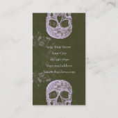 Skull Tattoo Artist Olive Green Gothic Grunge Visitekaartje (Achterkant)
