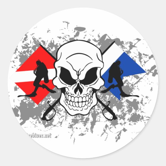 SKULL TECH DUIKER RONDE STICKER (Voorkant)
