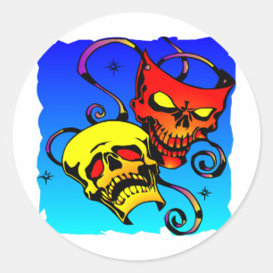 Skull Theater Maskers Comedy en Tragedie Ronde Sticker