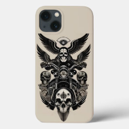 Skull-Thema Motorfiets met vleugels iPhone 13 Hoesje