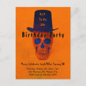 Skull Top Hat Oranje Blue RIP naar zijn 20s Uitnodiging Briefkaart (Voorkant)