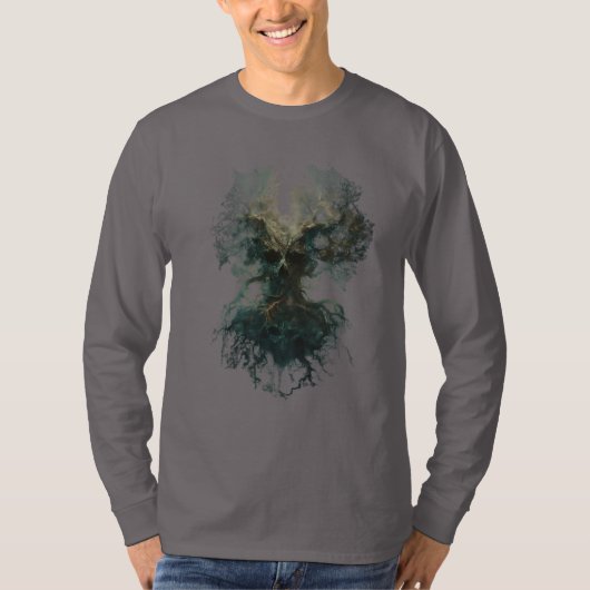 Skull Tree Surreal Dark Nature Long Sleeve T-shirt (Voorkant)