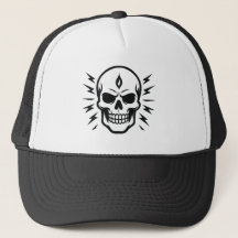 Skull Trucker Hat Edgy Graphic Pet voor Streetwear