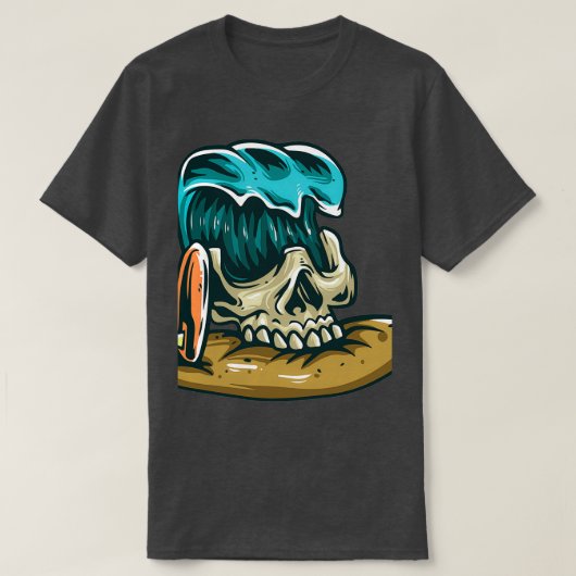 Skull waves surf premium vector t-shirt (Design voorkant)