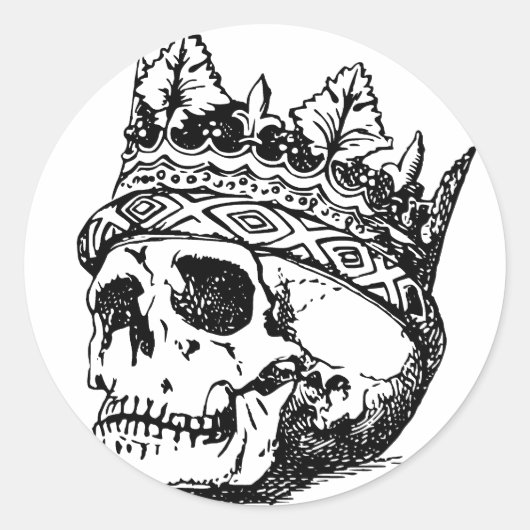 Skull Wearing Crown, King, Hamlet Ronde Sticker (Voorkant)