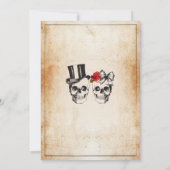 Skull Wedding Halloween Sugar Gothic Floral Invite Kaart (Achterkant)