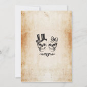 Skull Wedding Party Halloween Gothic Horror Invite Kaart (Achterkant)