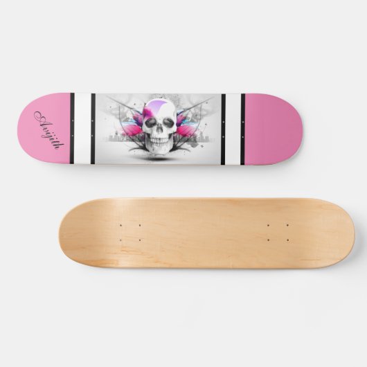 Skull White Modern Custom Skateboard (Horizontaal)