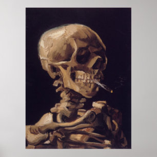 Skull with a Burning Cigarette Poster