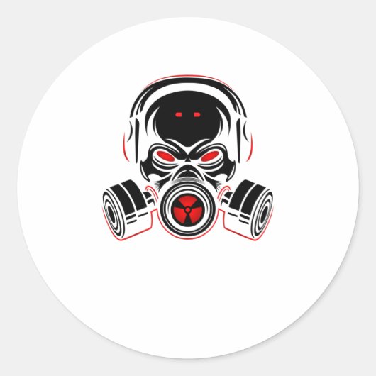 Skull with gas mask ronde sticker (Voorkant)