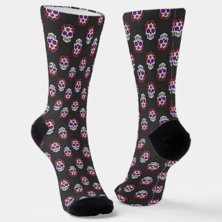 Skull with Roses Halloween Day of the Dead Sokken
