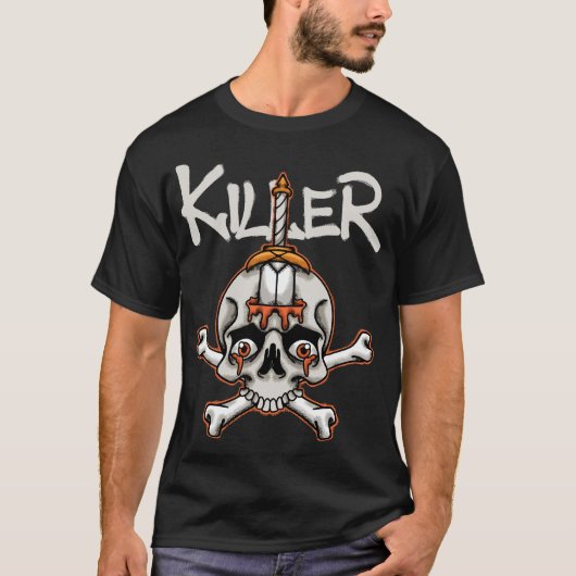 Skull with Sword and Bone Cross streetwear T-shirt (Voorkant)