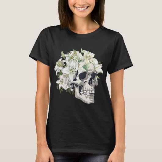 Skull with White Lilies  WOMEN'S T SHIRT (Voorkant)