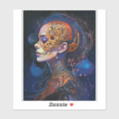 Skull Woman Surreal Art Sticker (Vel)
