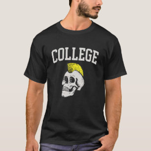 Skull Yellow Mohawk Arched College Lettertype T-shirt