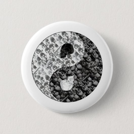Skull Yin Yang Ronde Button 5,7 Cm (Voorkant)