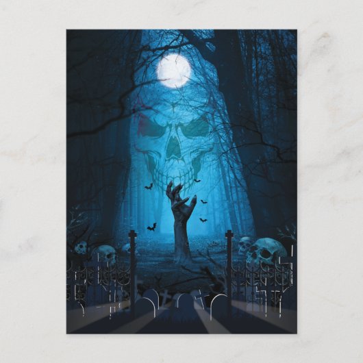 Skull zegt eng Happy Halloween Briefkaart (Voorkant)