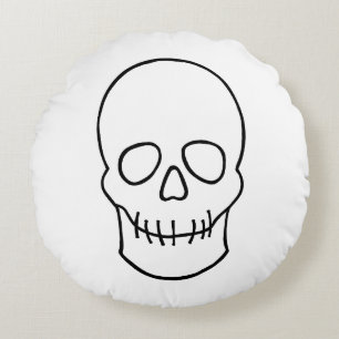 Skull - Zwart en wit Rond Kussen