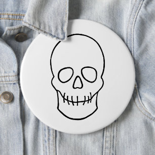 Skull - Zwart en wit Ronde Button 6,0 Cm