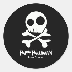Skullen en Botten Kinder Halloween Ronde Sticker